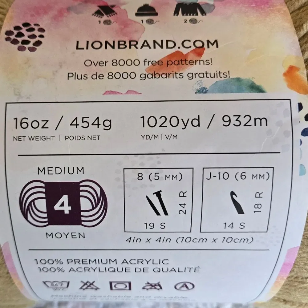 Lion Brand Pound of Love Yarn 2 Skeins Color:STRAW (TAN)16 OZ EA 2040 YDS TOTAL